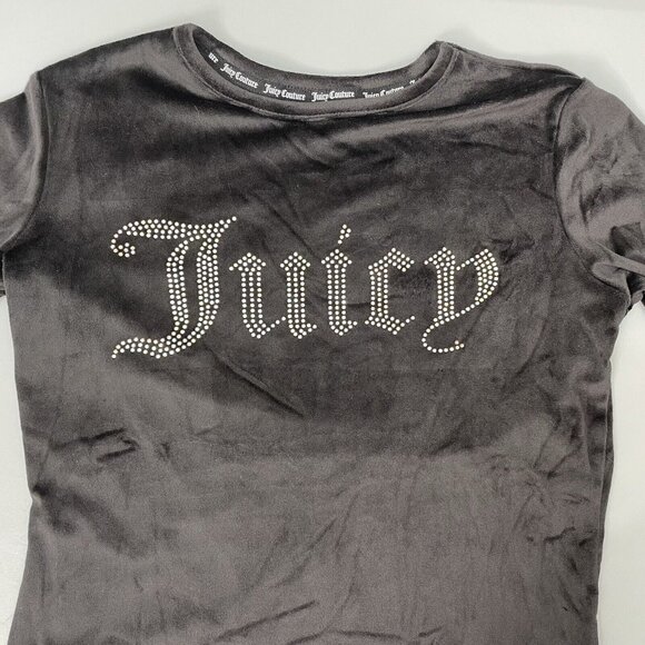 Juicy Couture Pajama Top Sleepwear Rhinestone Bling Logo Velour Black Womens S - Picture 2 of 9